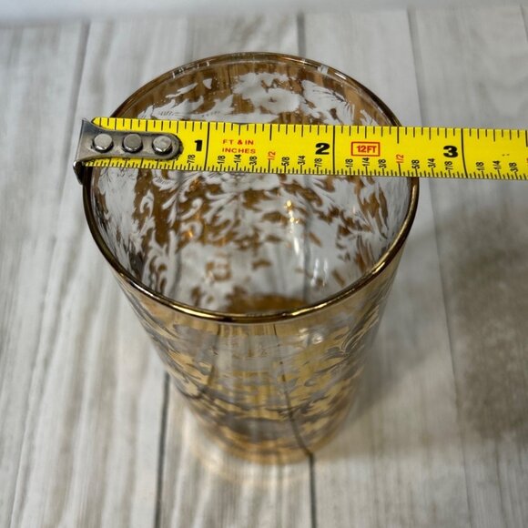 Vintage MCM Pitcher with 5 Tumblers Gold Embellished Floral Rose Design SET - Picture 10 of 10